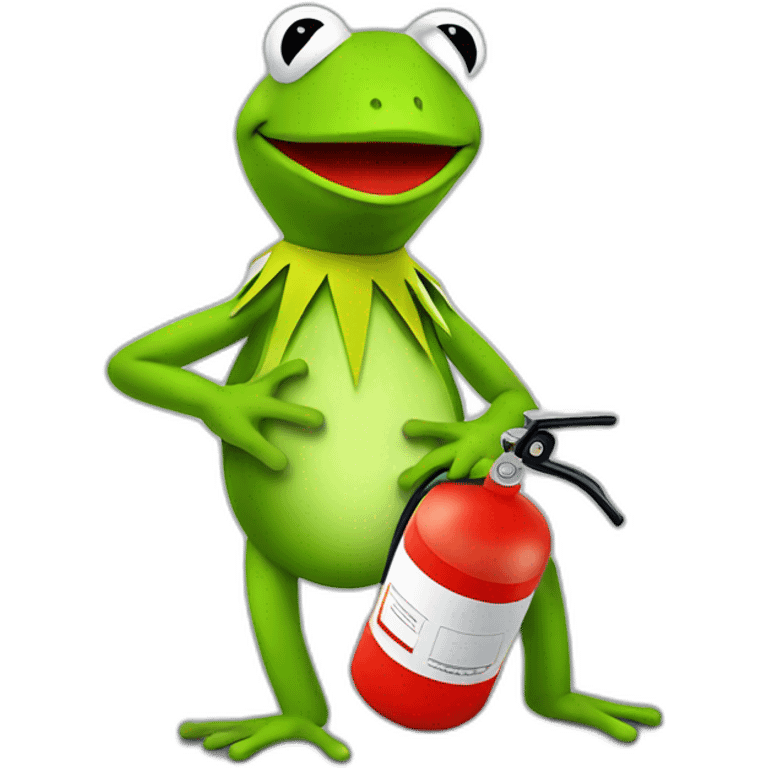 kermit frog holding fire extinguisher emoji