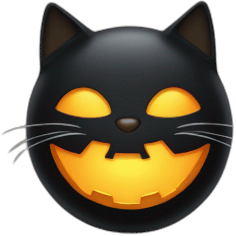 Un chat noir avec un costume de citrouille emoji