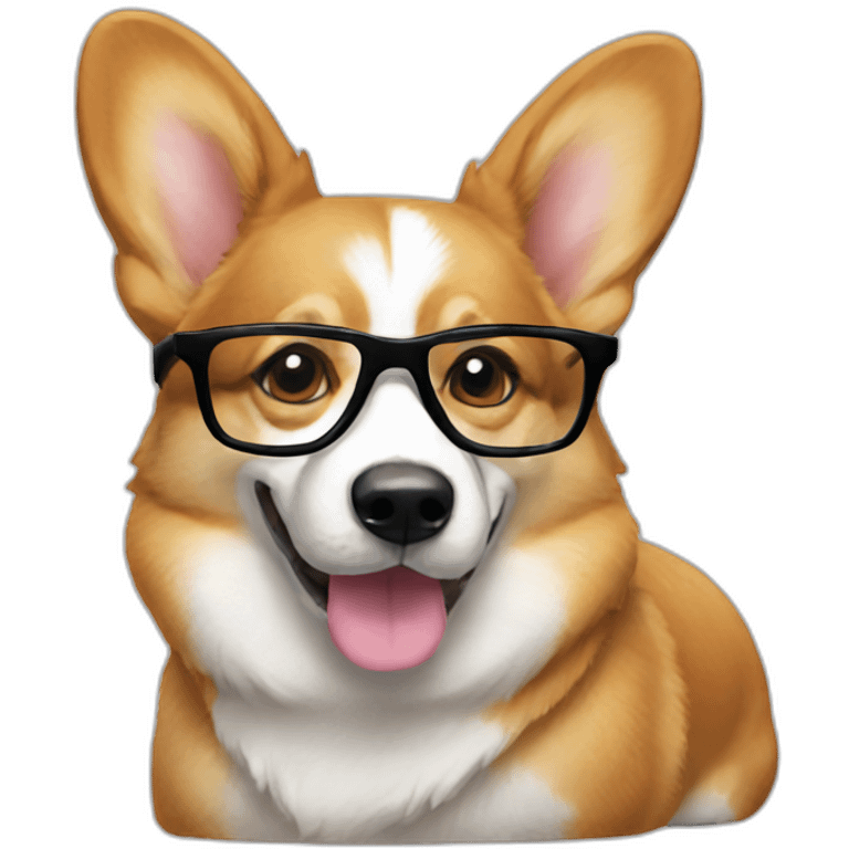 full-height sit Corgi with glasses emoji