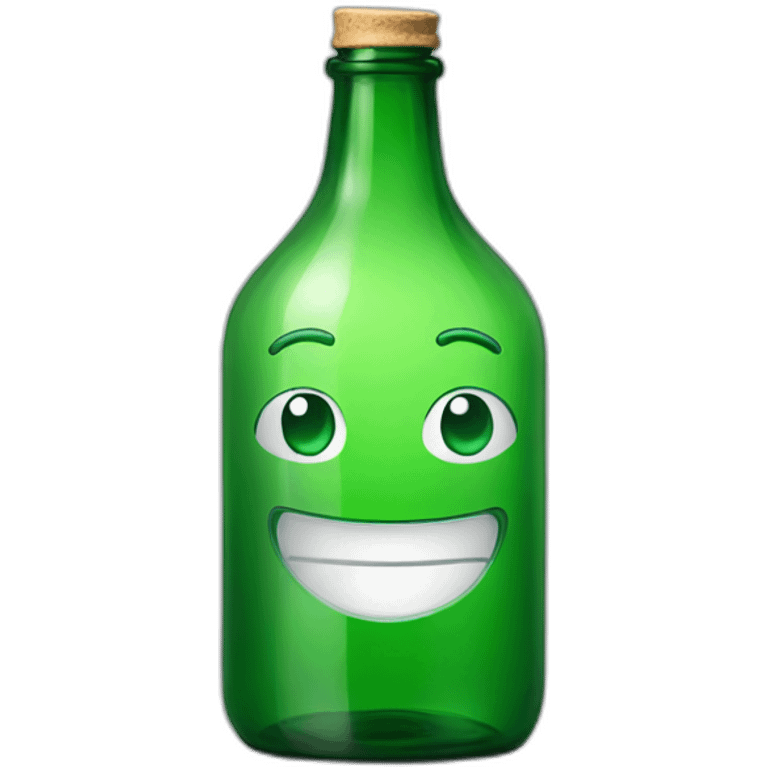 Green glass bottle smiling emoji