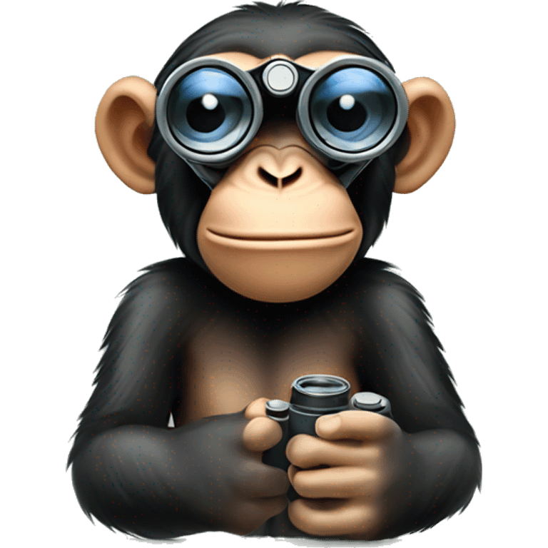 Chimpanzee watching through binoculars  emoji