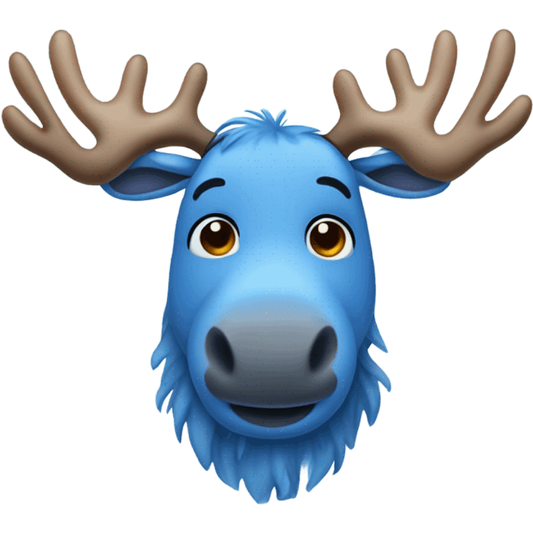 Cute blue moose with blue body and blue antlers freckles too  emoji