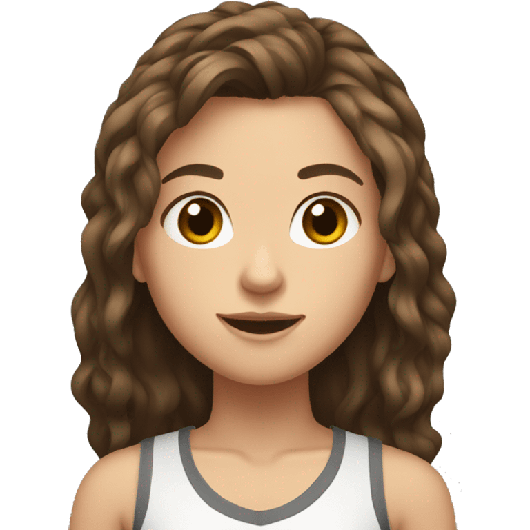 brown haired teen girl with medium length hair, mma emoji