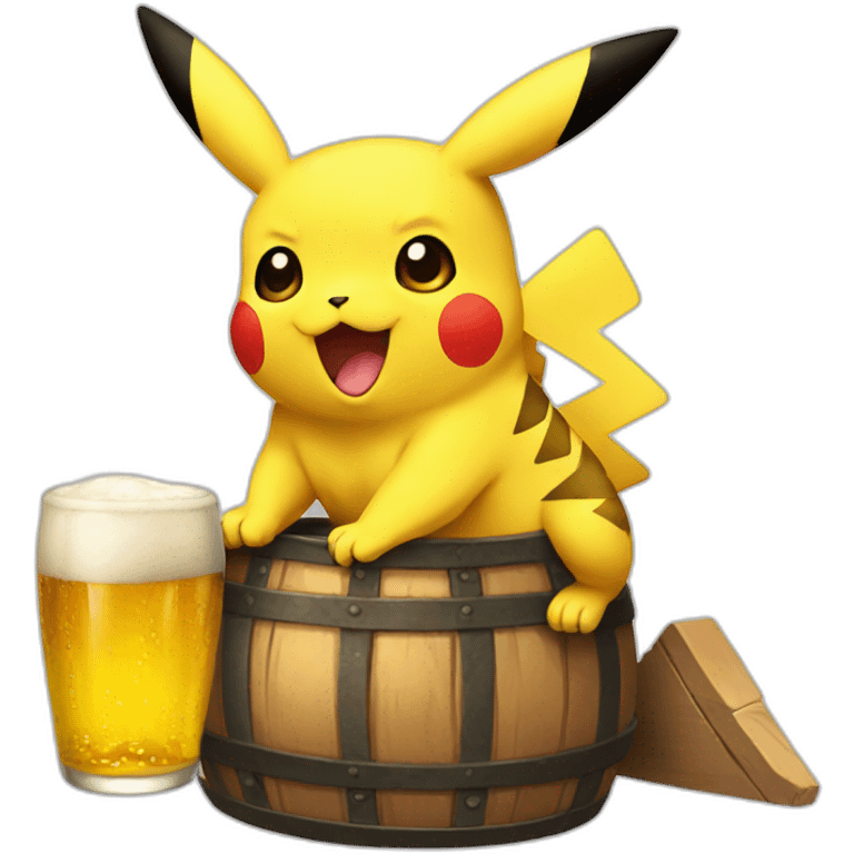 Pikachu drink beer emoji