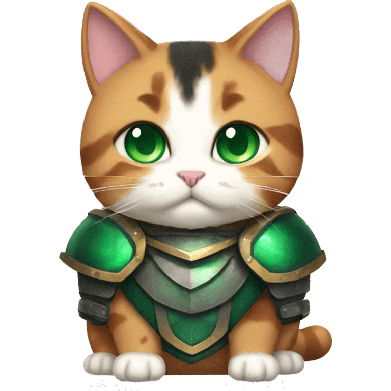 Fat calico cat with emerald armor  emoji