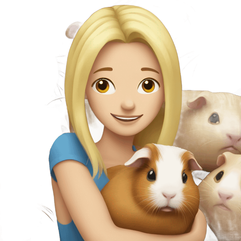 Blonde Woman hugging a guineapig emoji