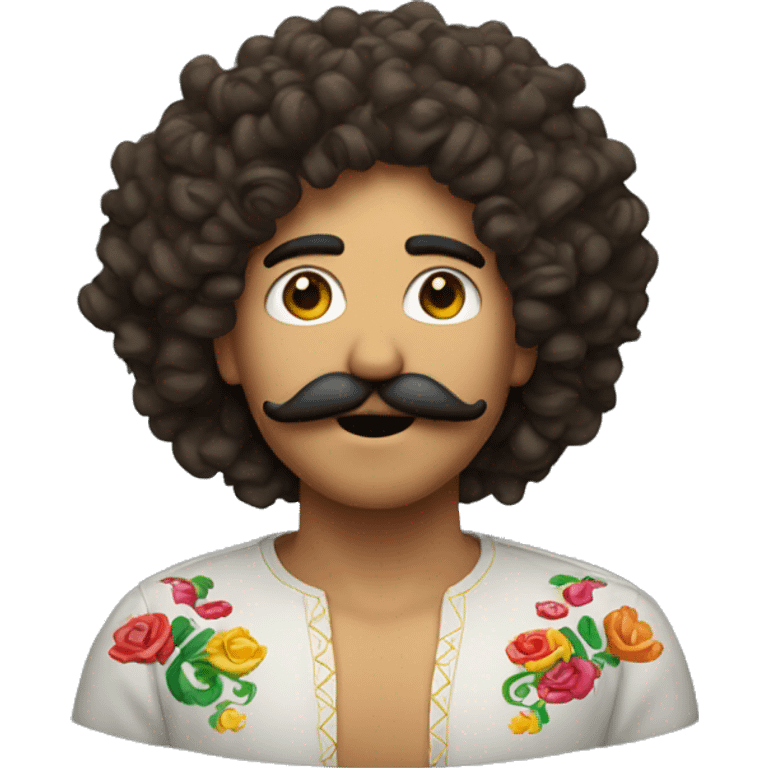 A Mexican with curly hair and a mustache blowing me a kiss emoji