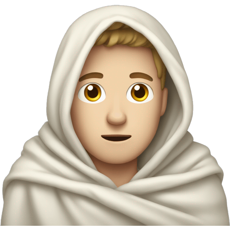 Pale guy covered in blanket emoji