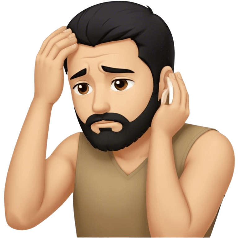 Facepalm, trimmed beard, medium-length black hair emoji