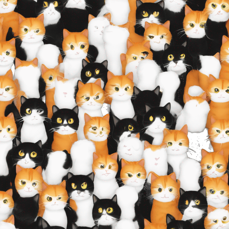 Cat orange and black in white and people emoji