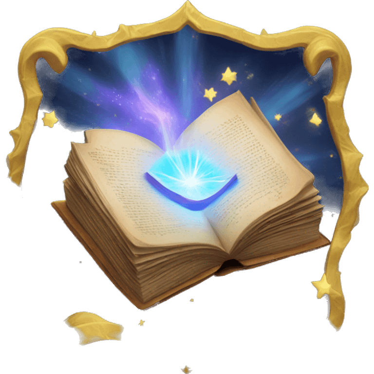 a magical book with a shine emoji