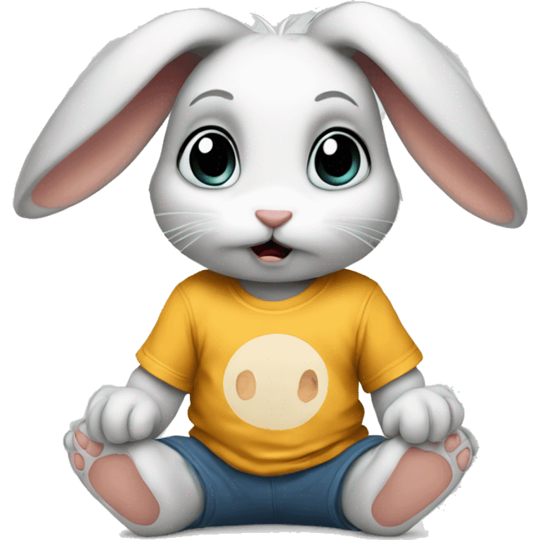 an anxious baby rabbit in t-shirt emoji