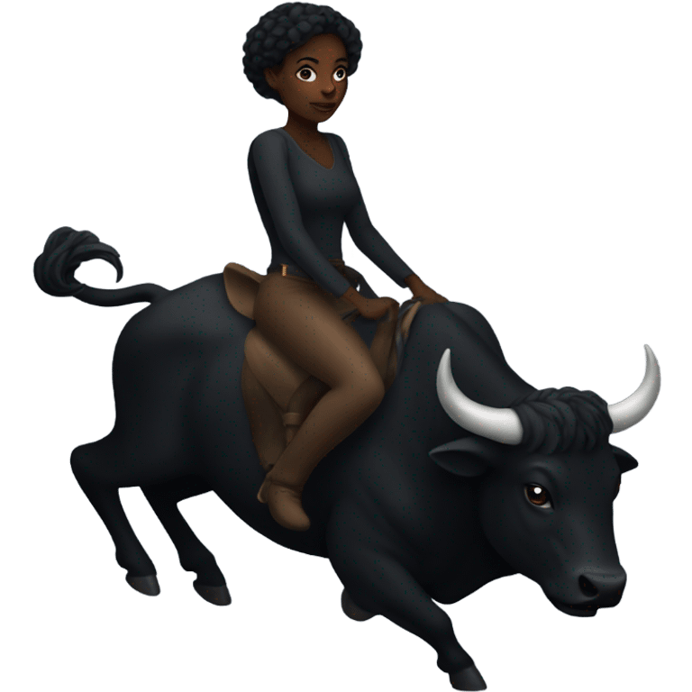 dark beauty in night riding a bull emoji