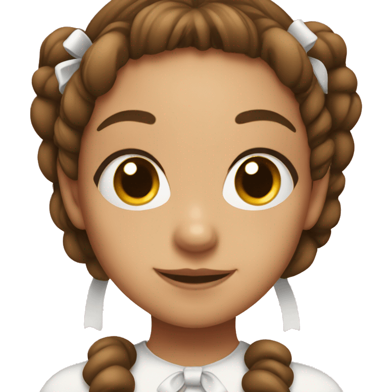 Girl with brown pigtails and white bows emoji