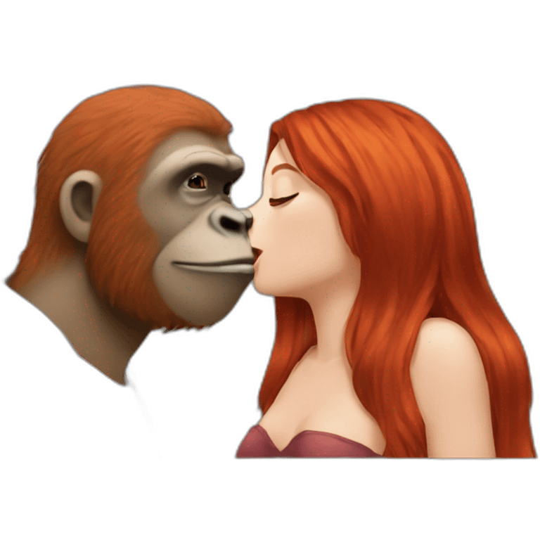 Harambe kissing red haired girls emoji