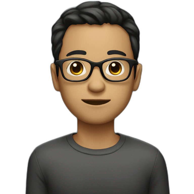 skinny, with glasses, black hair, straight, 30 years old emoji