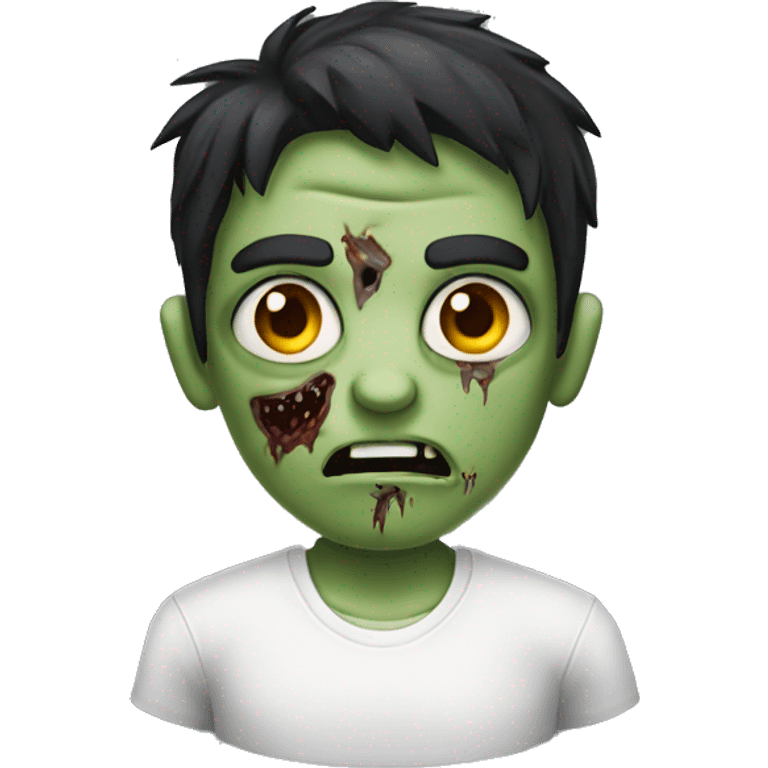 boy zombie with dark hair and white shirt emoji