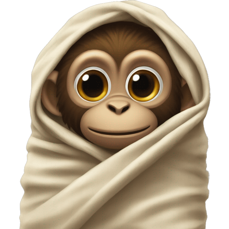 monkey wrapped in blanket ￼ emoji