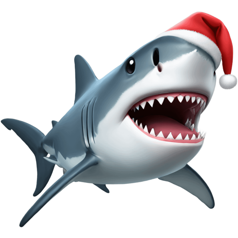 Shark with a santa hat on emoji