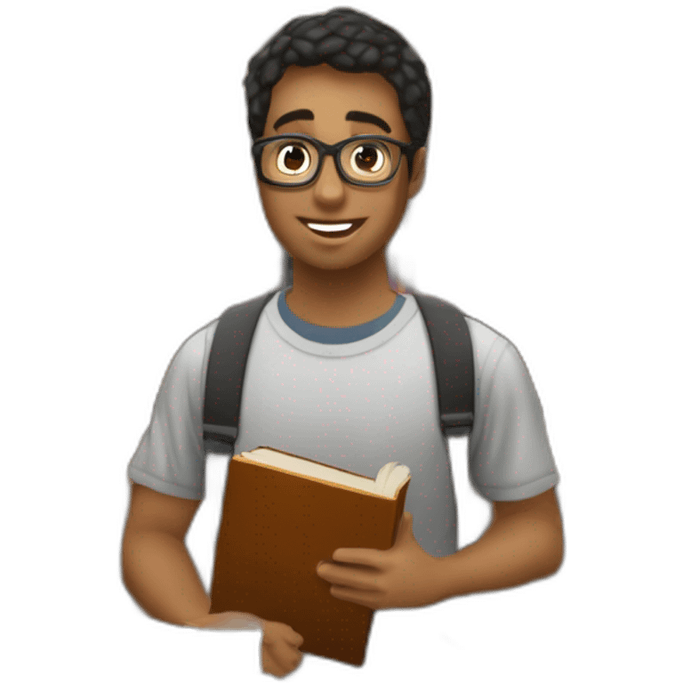 Un étudiant adore une étudiante dans une bibliothèque emoji