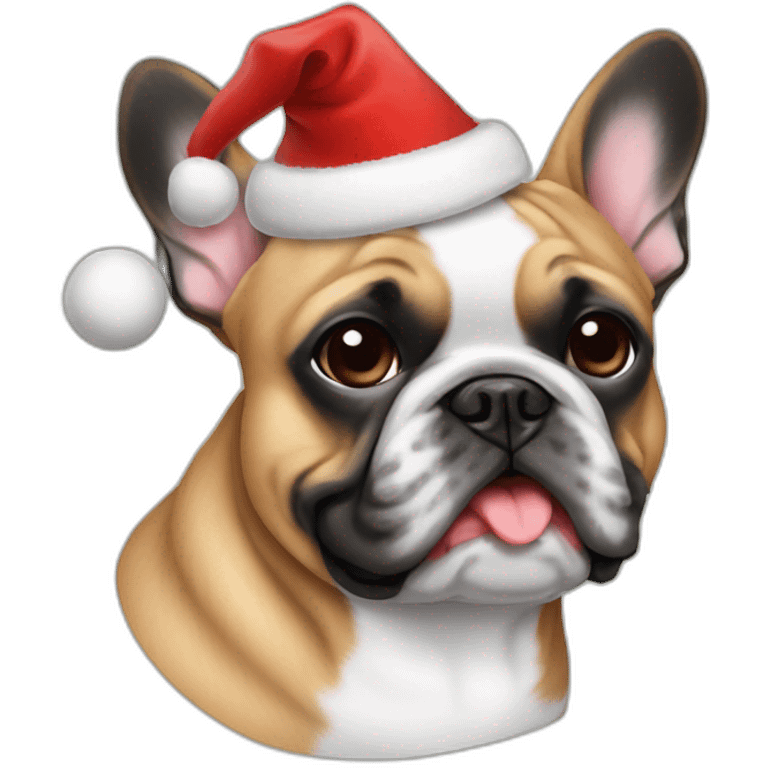 frenchie brindle christmas hat emoji