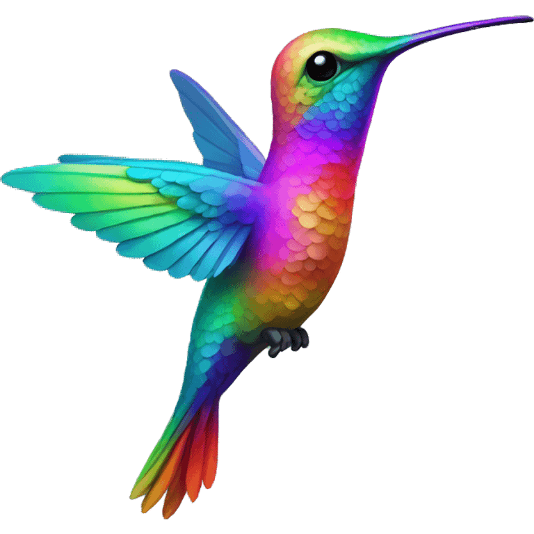 Neon rainbow hummingbird  emoji