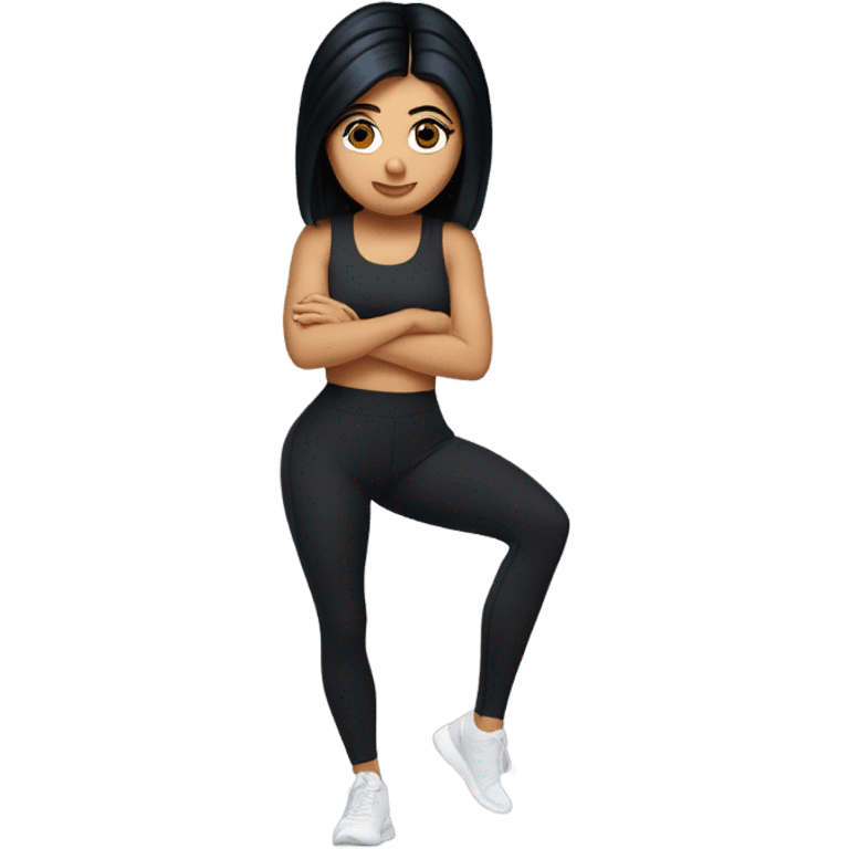 Kylie Jenner squatting  in yoga pants emoji