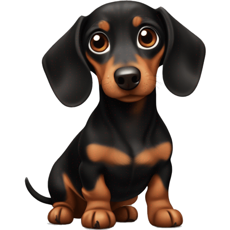 Small black and brown dachshund ￼ emoji