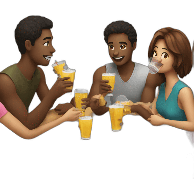 groups of friends drinking together while sitting emoji