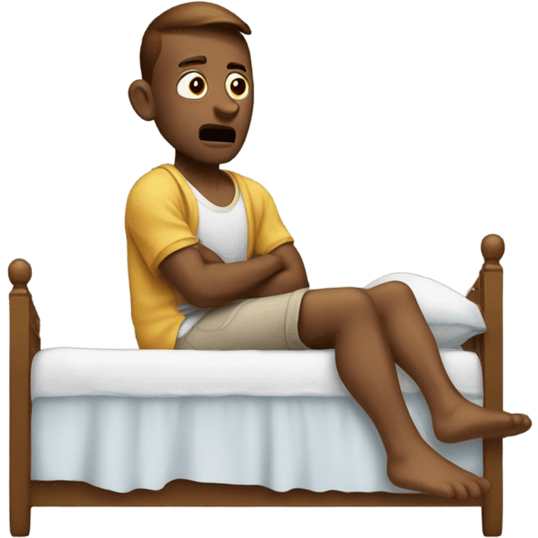 Man in bedroom cramp in calf  emoji