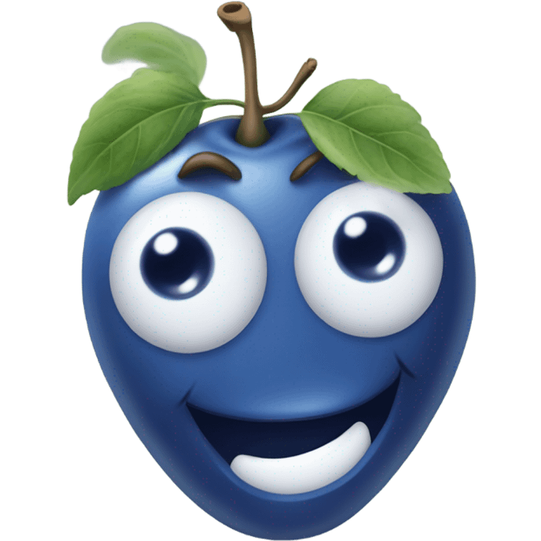 Blueberry with a happy face emoji