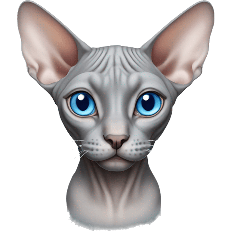 Grey sphynx cat with blue eyes emoji