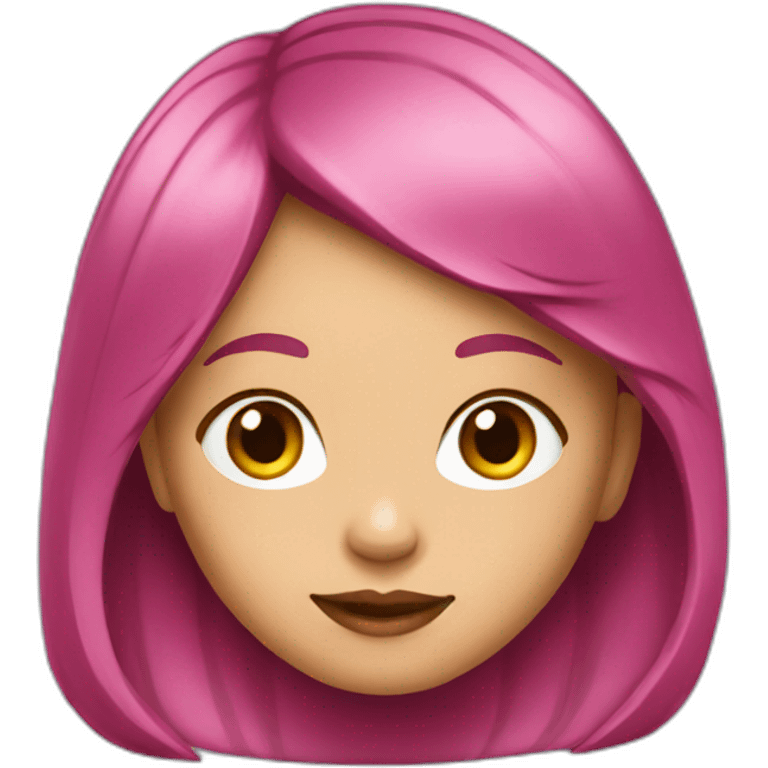 A young girl with dark pink medium length hair emoji