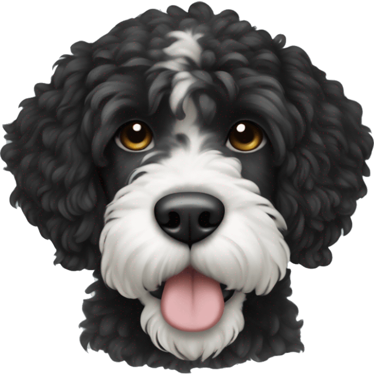 black with white tiny spot on head portuguese water dog emoji