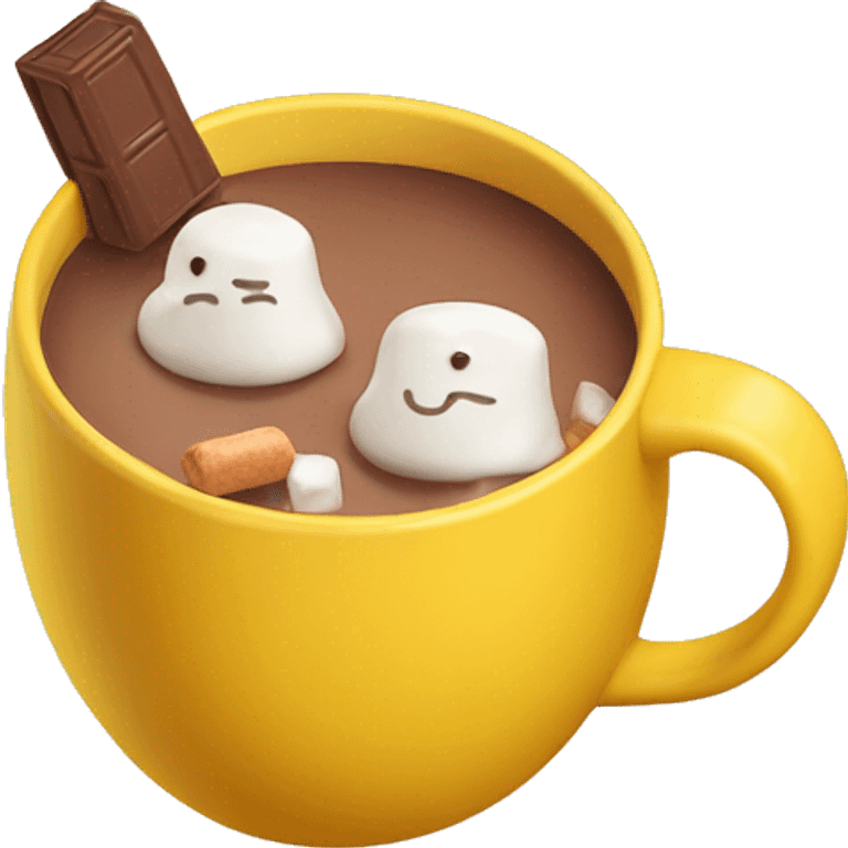 Hot chocolate with marshmallows in a yellow mug emoji