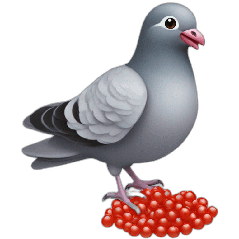 pidgeon holding red caviar in hand emoji