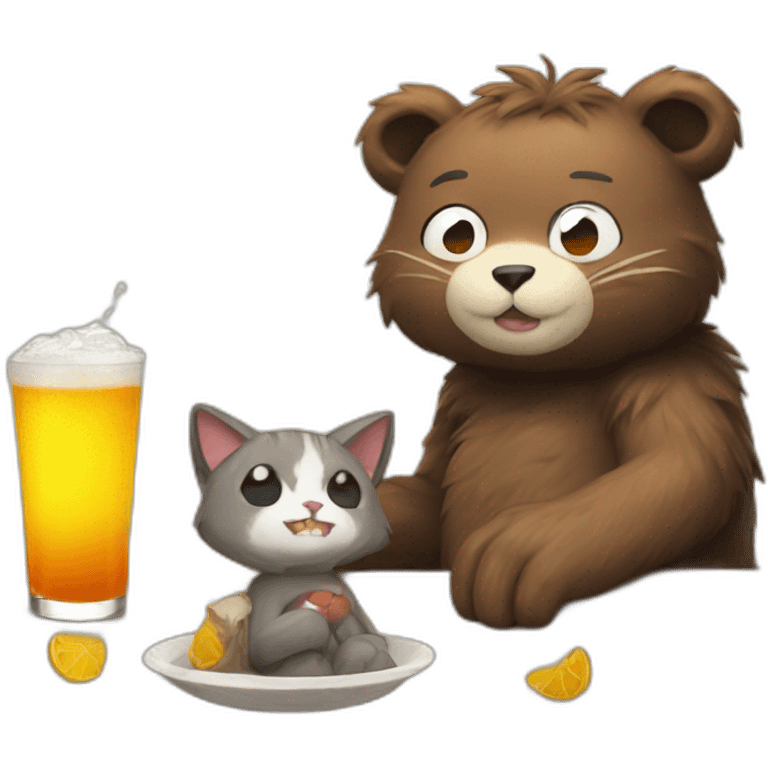 cat drink a bear with luffy emoji