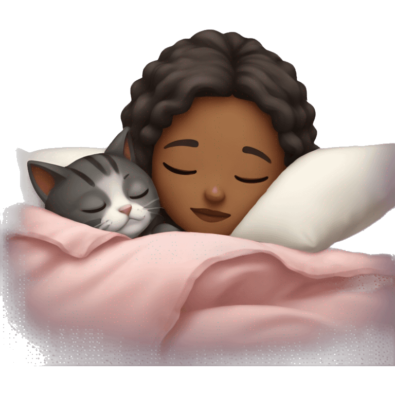 Girl sleeping with cat emoji