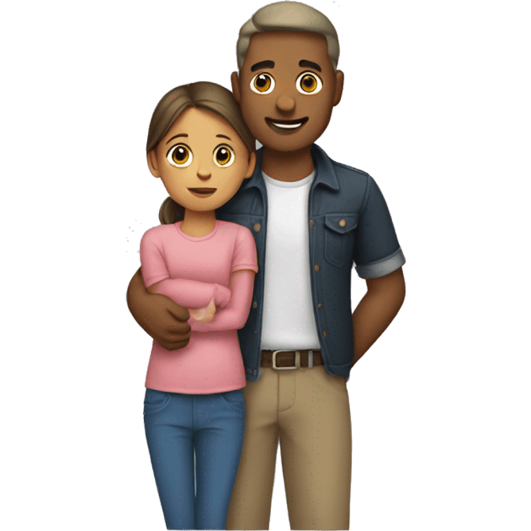 A man holding a girl in his arm emoji