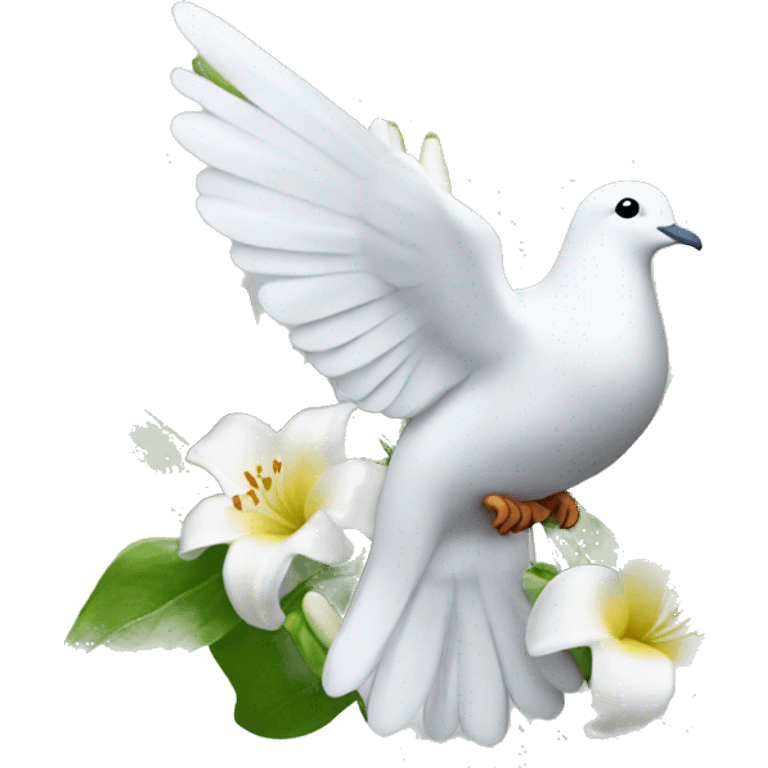 dove of peace holding lilies of the valley in its beak emoji