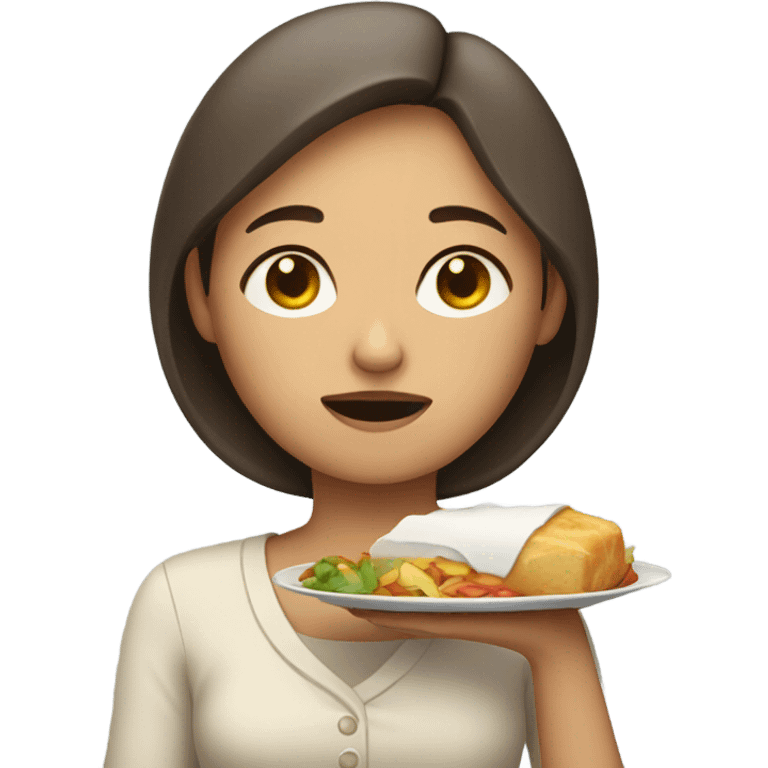 Sleepy woman with food emoji