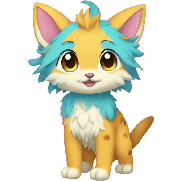 Kawaii colorful anthro fursona Fakemon emoji