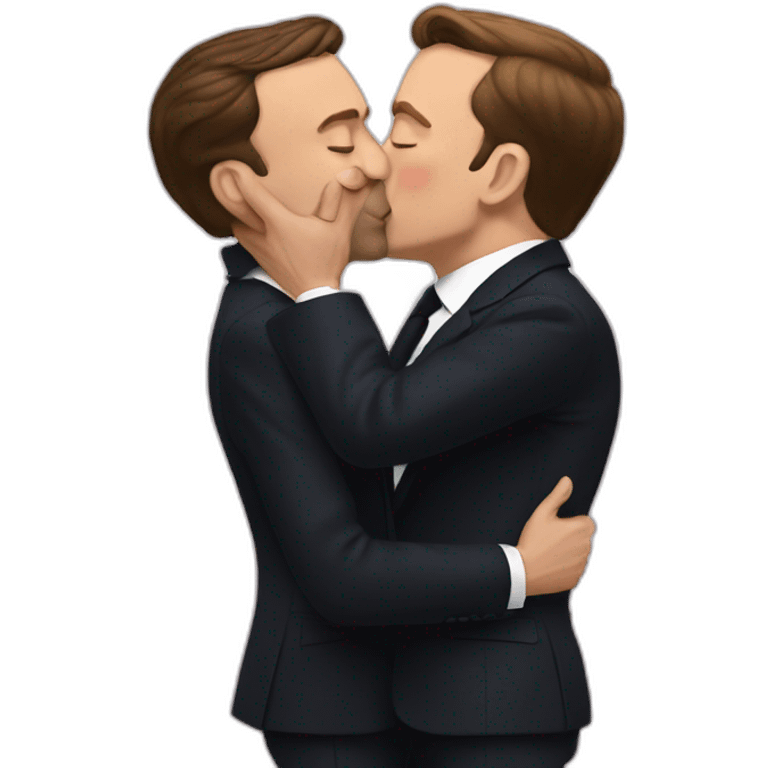 Macron kissing musk emoji