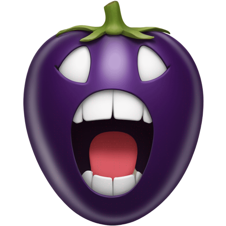 Open mouth with egg plant in the middle emoji