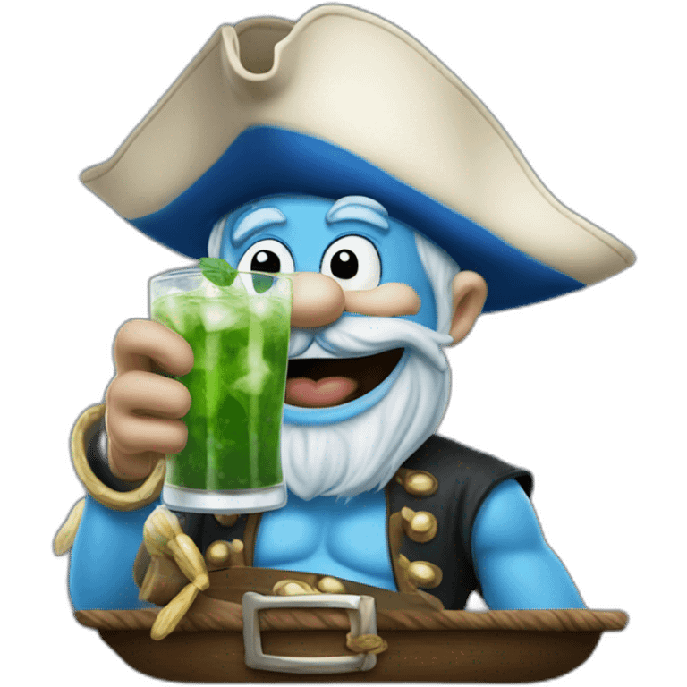 pirate Papa Smurf drinking mojito emoji