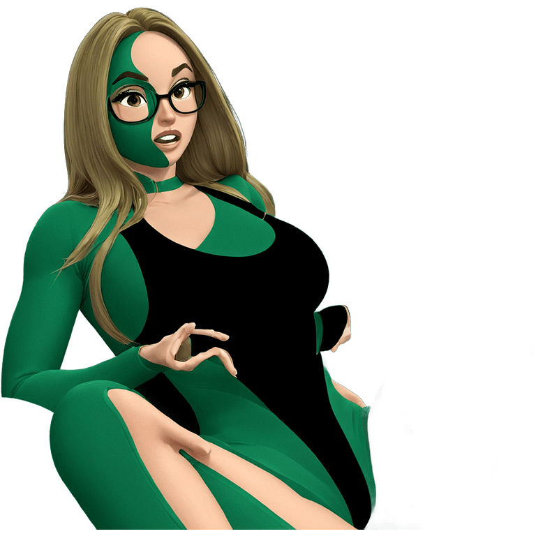 girl in green leotard sitting emoji