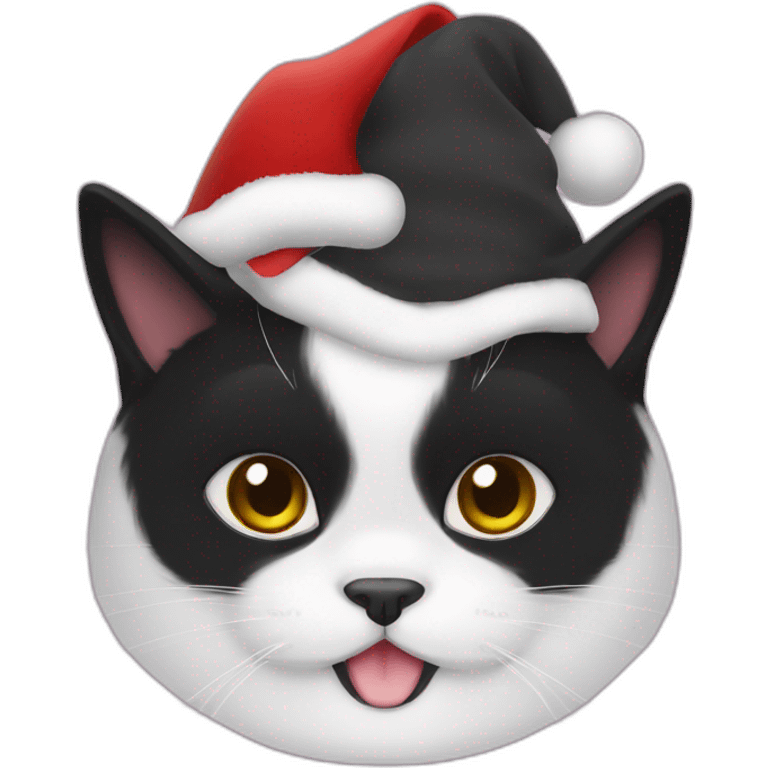 Chubby Black cat wearing a Santa suit  emoji