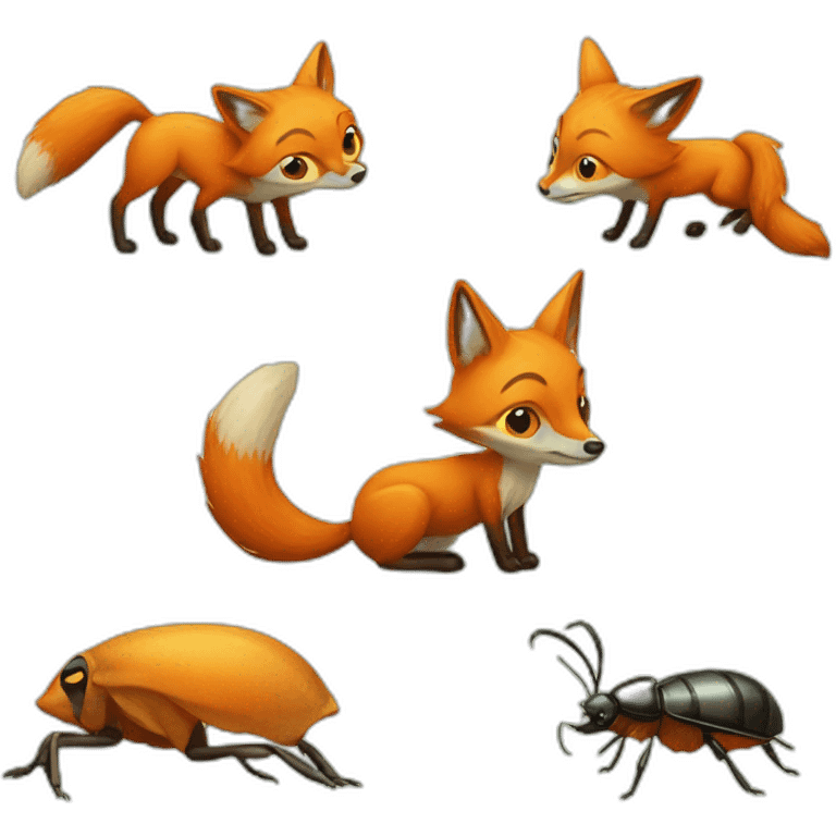 Fox and a beetle emoji