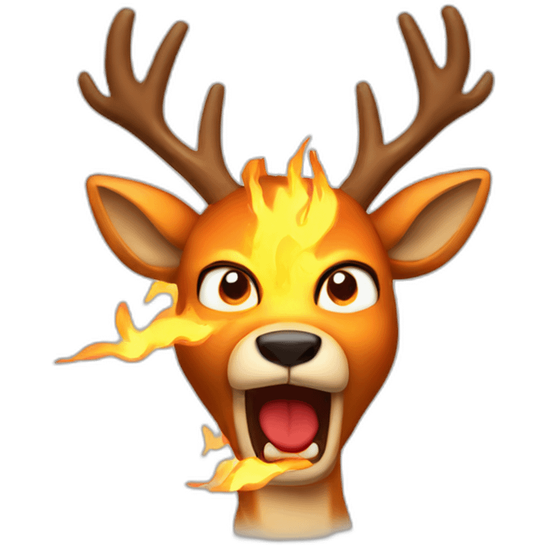 Cartoon deer angry in fire emoji