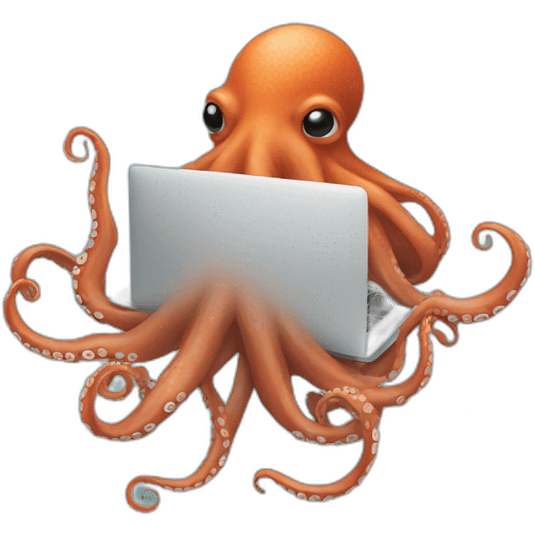 octopus with hoodie and a macbook emoji